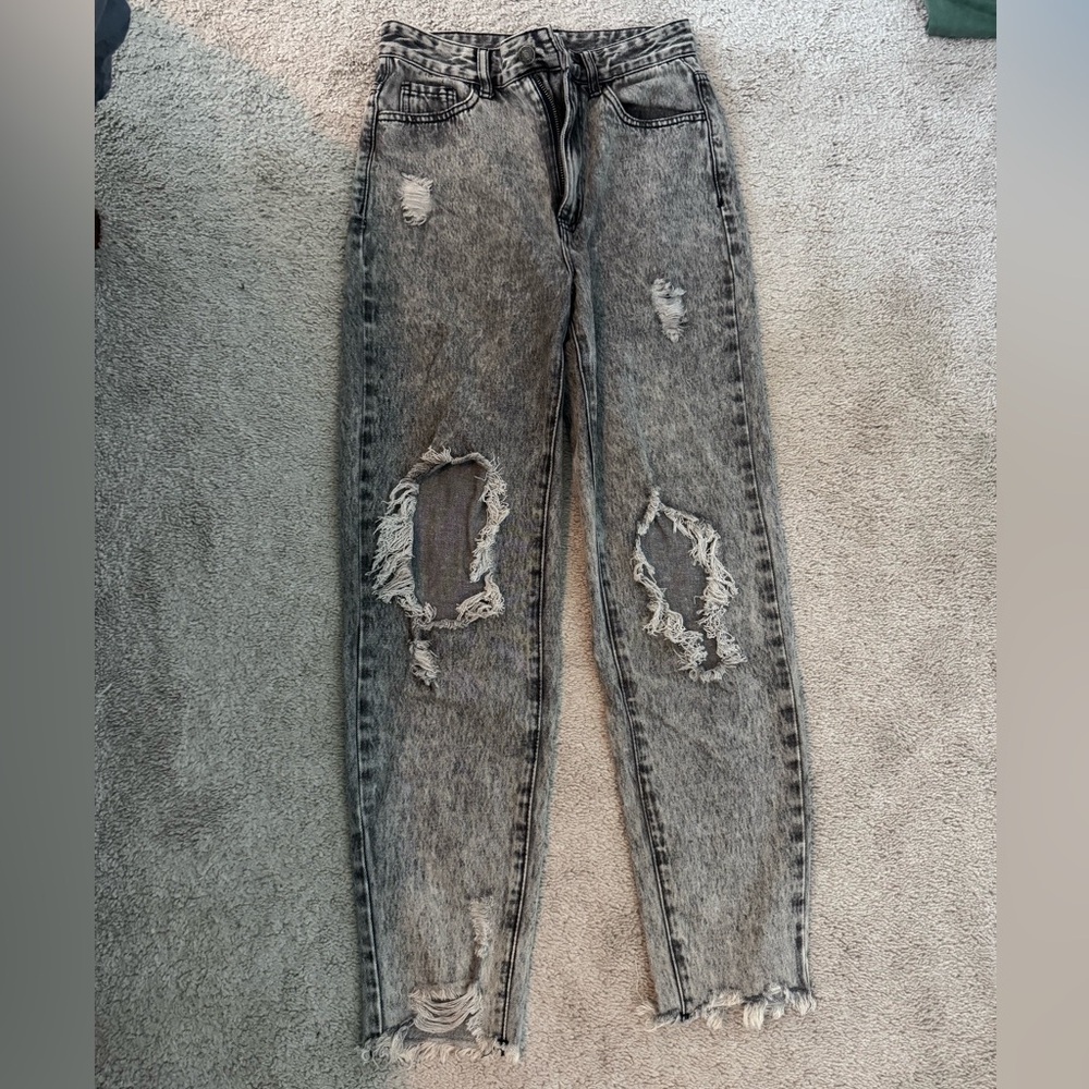 SHEIN Black and Gray Denim Pants